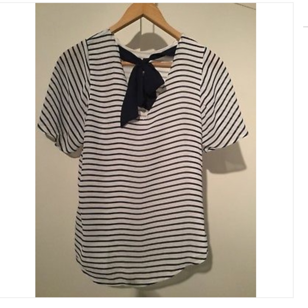 H&M navy blue and white striped blouse
